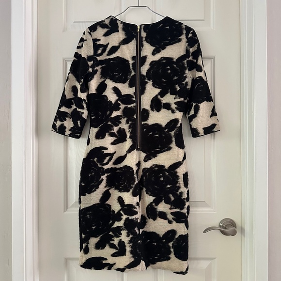 Reiss Lavine Floral Wool Blend Bodycon Dress Black Cream Gold Women's Size 10 - Picture 8 of 15